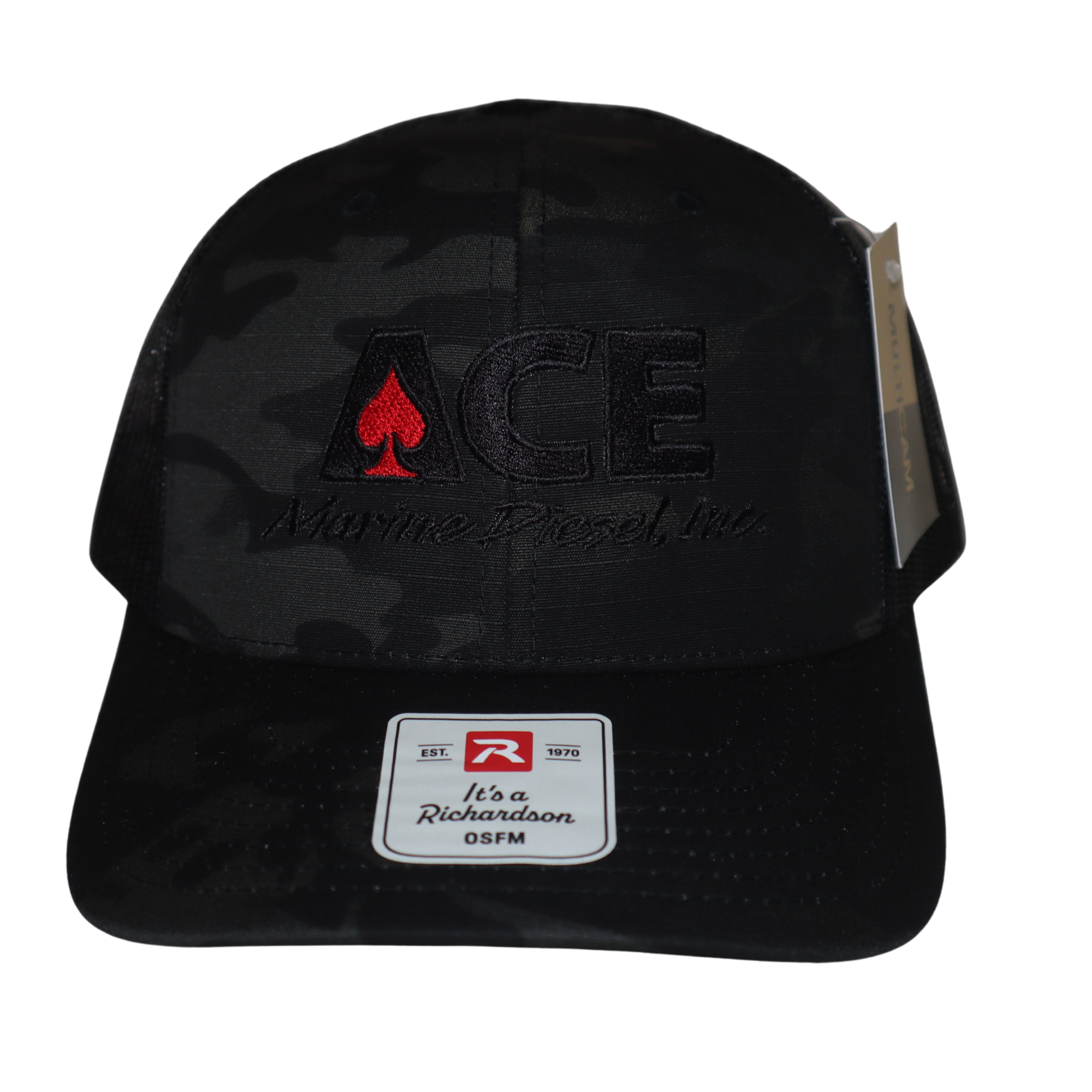 Stitched Black Camo Ace Marine Hat